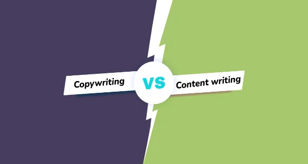 VS Image showing Distinction between copywriting services and content writing